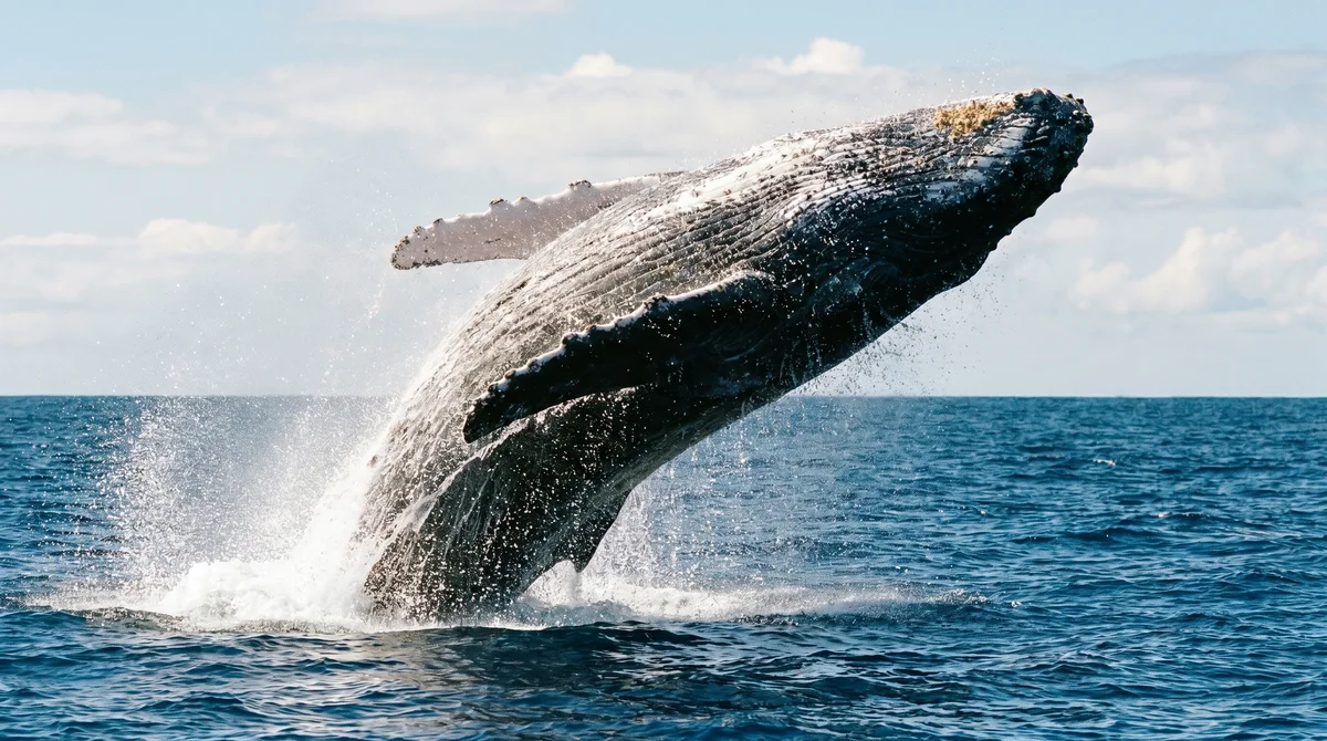 A humpback whale breaching